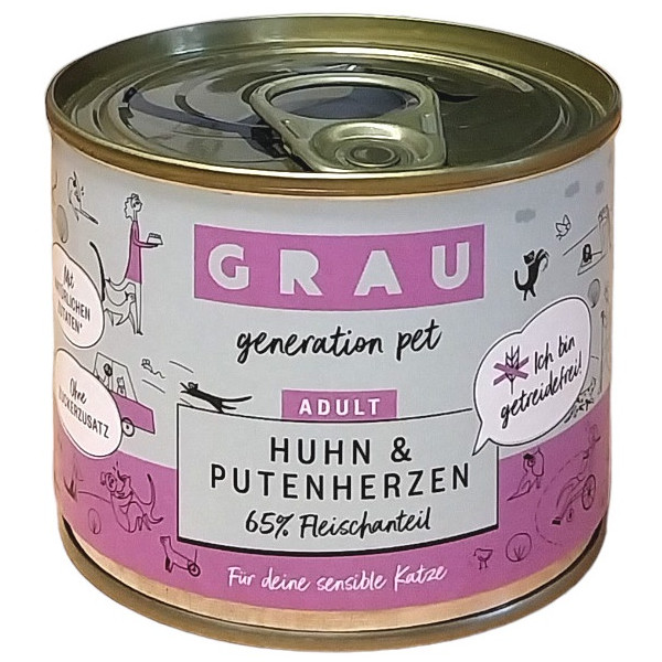 Grau Cat Huhn + Putenherzen 200 g