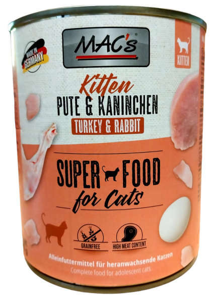 Macs Cat Fleischmen  Kitten Pute + Kaninchen 800 g