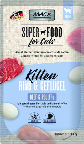 Macs Cat Superfood Kitten Pouch Rind + Geflügel 100 g