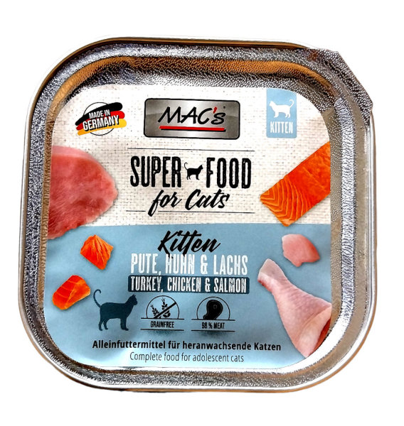 Macs Cat Superfood Kitten Pute, Lachs + Huhn 100 g