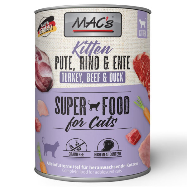 Macs Cat Kitten Pute Rind + Ente SuperFood 800 g